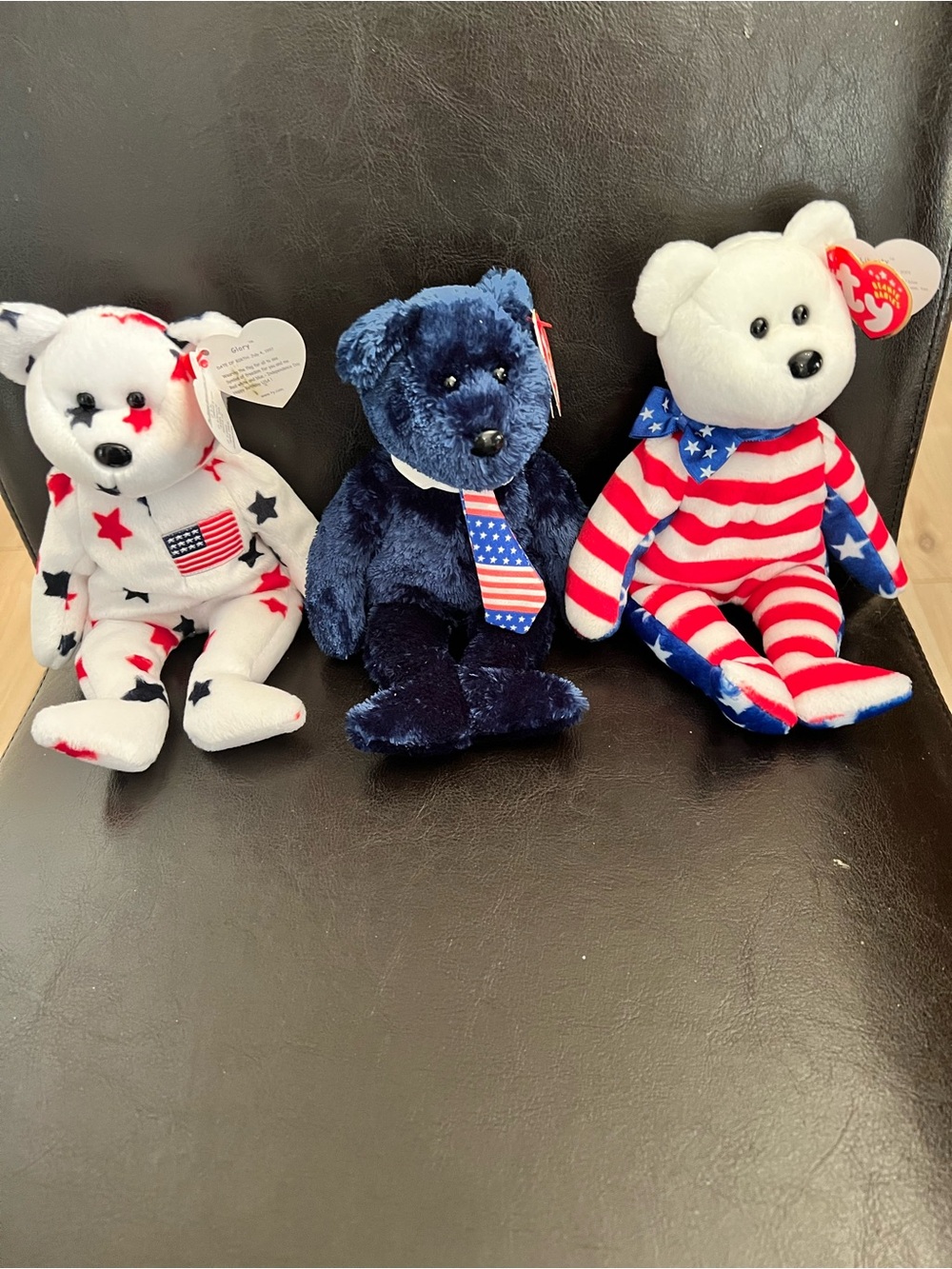 Ty Patriotic Beanie Baby Bear Trio - White, Navy, Red